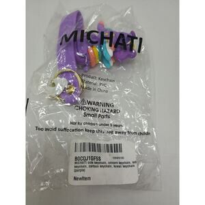 Michati Purple Unicorn Keychain PVC Cartoon Kid's Bag Charm New